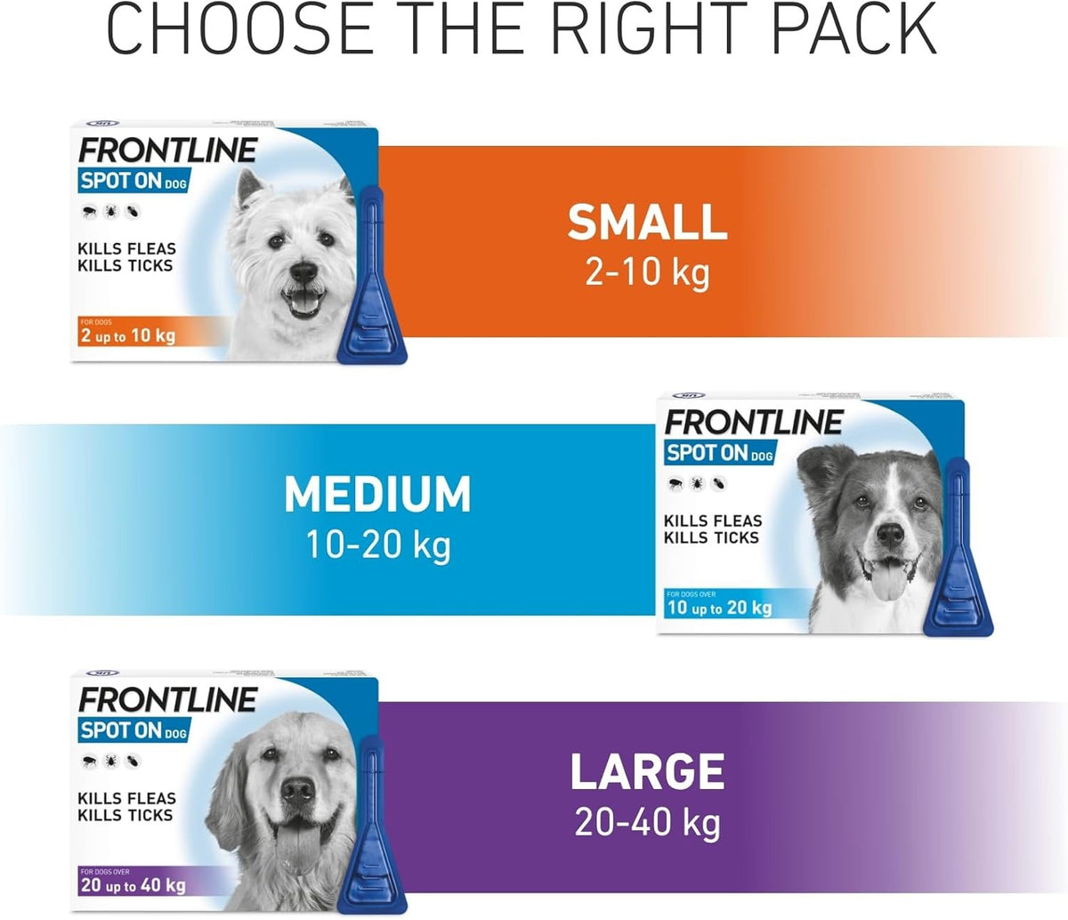 FRONTLINE Spot On Flea & Tick Treatment for Medium Dogs (10–20 kg) – 6 Pipettes